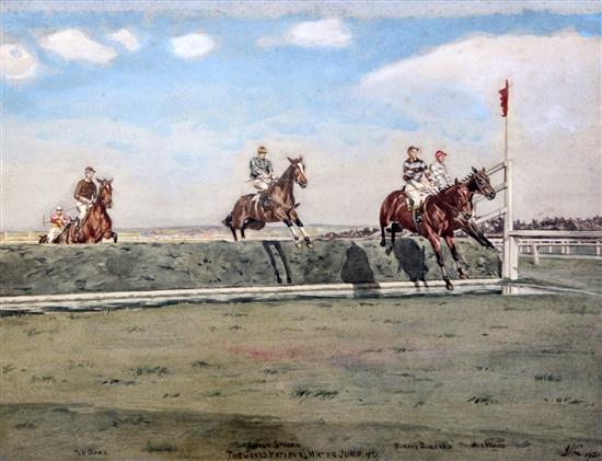 Isaac Cullen The Grand National Water Jump 1921 and Steeplechase 1921, 10.5 x 14in.